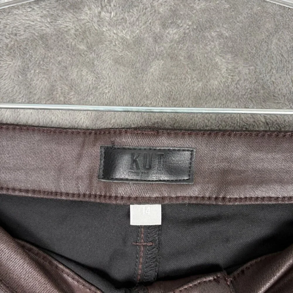 KUT From the Kloth Stella High Rise Flare Pants Women’s 14 Brown Y2K Raw Hem - Picture 8 of 9